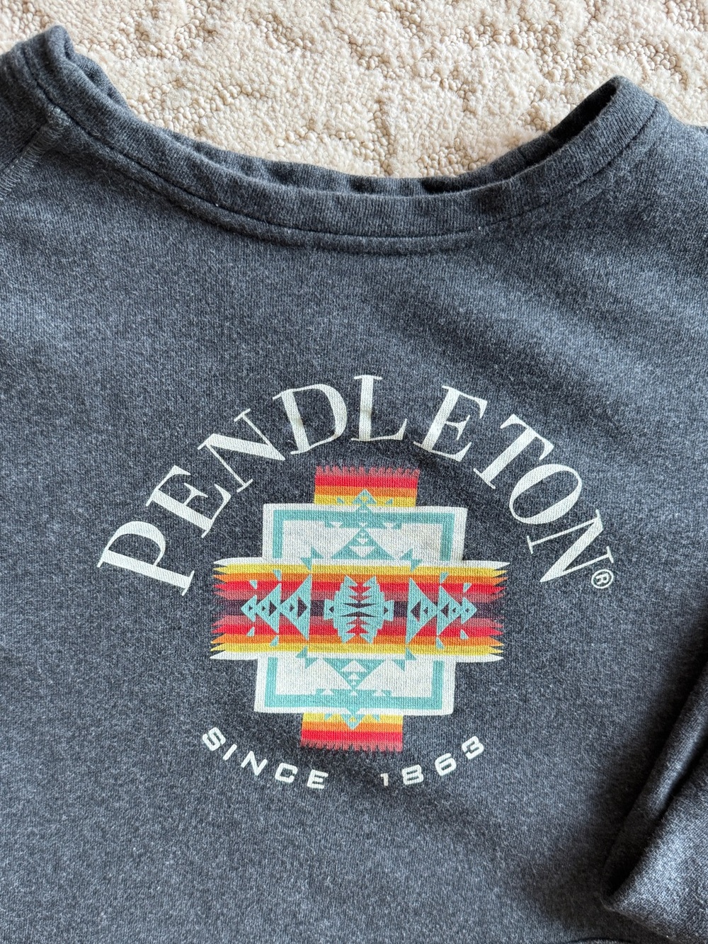 Pendleton Grey Large Southwestern Graphic Vintage Pullover Sweatshirt. - Picture 3 of 7
